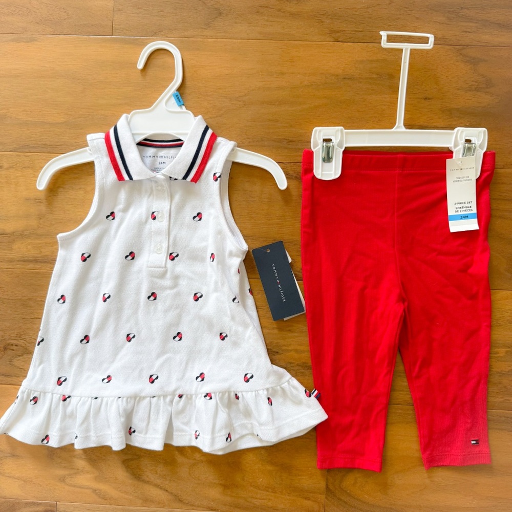 Brand New Tommy Hilfiger Baby Girls Sleeveless Tunic Top & Leggings Set, 24M NWT - Picture 2 of 2